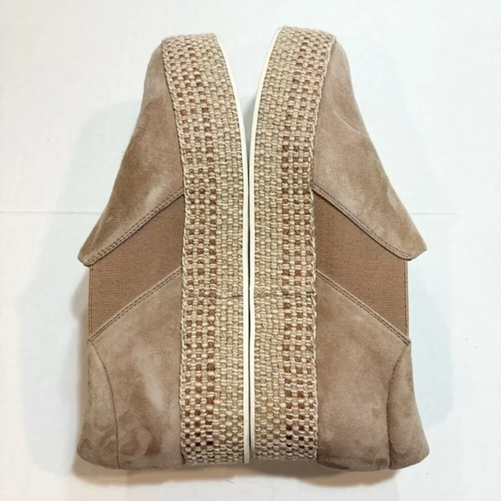 Vince WILDEN Slip On Espadrille Sneakers Size 7.5 Tan Suede Platform Casual Boho